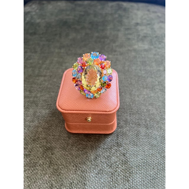 Bochic "Orient" Vintage Amethyst, Lemon Quartz & Citrine Ring Set In 18K Gold & Silver For Sale - Image 18 of 18