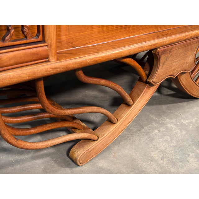Vintage Solid Teak Thai Carved Elephant Howdah Bench / Loveseat For Sale - Image 9 of 12