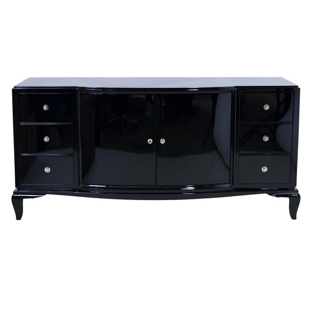 Black Art Deco Sideboard in High-Gloss Black Lacquer, 1930s For Sale - Image 8 of 8