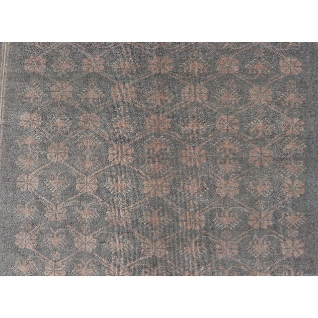 Measures: 6'7 x 9'1 Antique Turkish Oushak Rug in Soft Taupe, Blue-Gray, and Faded Pink. Keivan Woven Arts / Rug/EN-1901,...