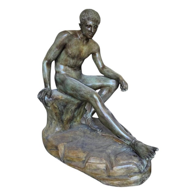 After Lysippos, Large Greek Style Sculpture of Hermes, 1980, Bronze For Sale