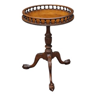 English Georgian Style Mahogany Pedestal Galleried Wine Table For Sale