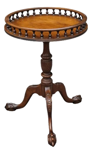 English Georgian Style Mahogany Pedestal Galleried Wine Table