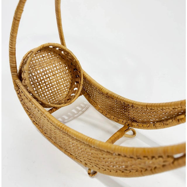 Wood Woven Wicker Wine Caddy Bottle Holder For Sale - Image 7 of 7