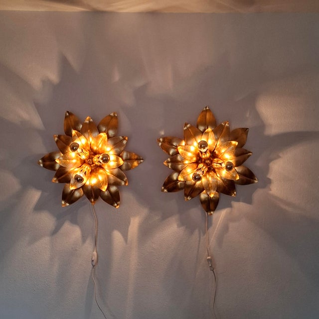 Mid-Century Wall Lamps with Florentine Design, 1970s, Set of 2 For Sale - Image 10 of 16