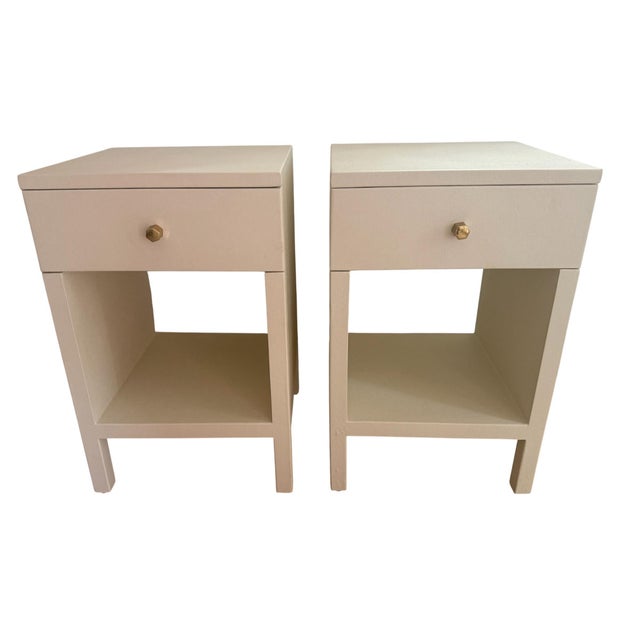 Pair Linen Wrapped Made Goods Maris Nighstands For Sale - Image 12 of 12