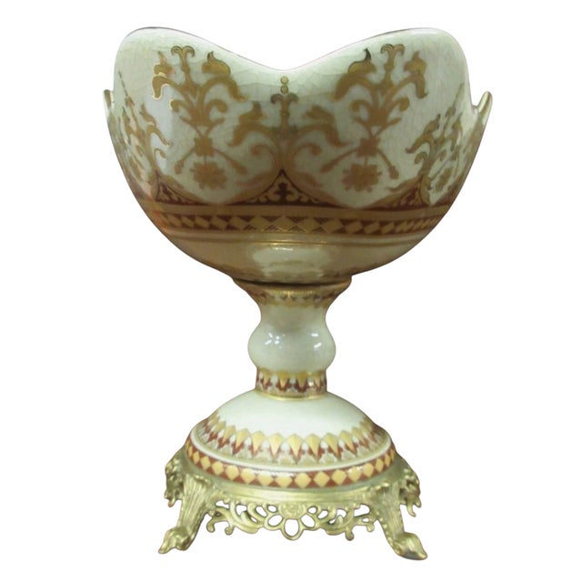 1980s Satsuma Bronze Porcelain Bronze Compote Urn Bowl Italian Regency For Sale In Philadelphia - Image 6 of 9