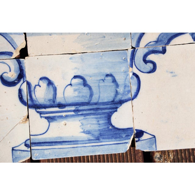 Tile Mural Panel Depicting a Baroque Jardinière With Flowers, Portuguese, 18th Century For Sale - Image 10 of 13