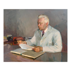 1970s Oil Painting: Ukrainian Socialist Realism Portrait of an Old 100-120