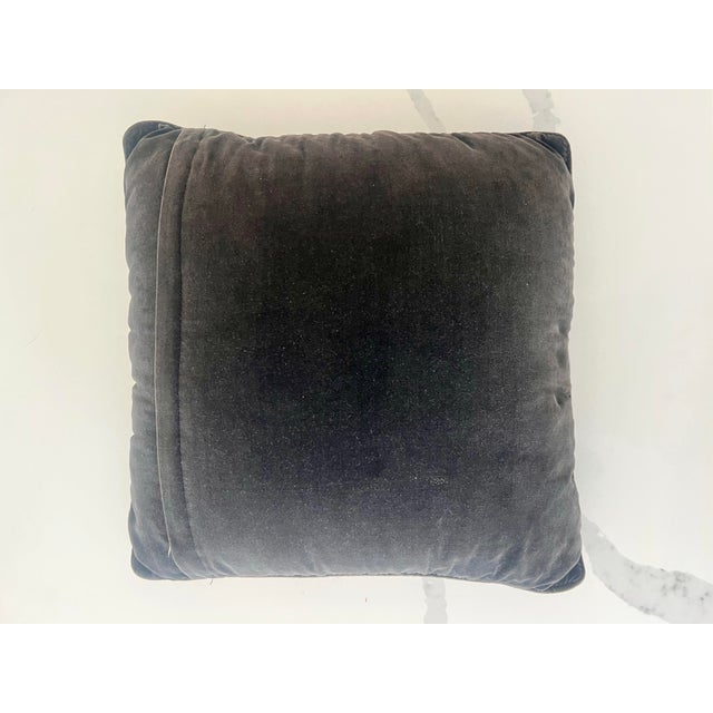 Black Vintage Black Floral Needlepoint Pillow For Sale - Image 8 of 9