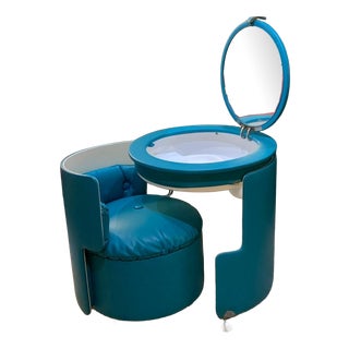 Dilly Dally Dressing Table in Turquoise by Luigi Massoni for Poltrona Frau, 1968 For Sale