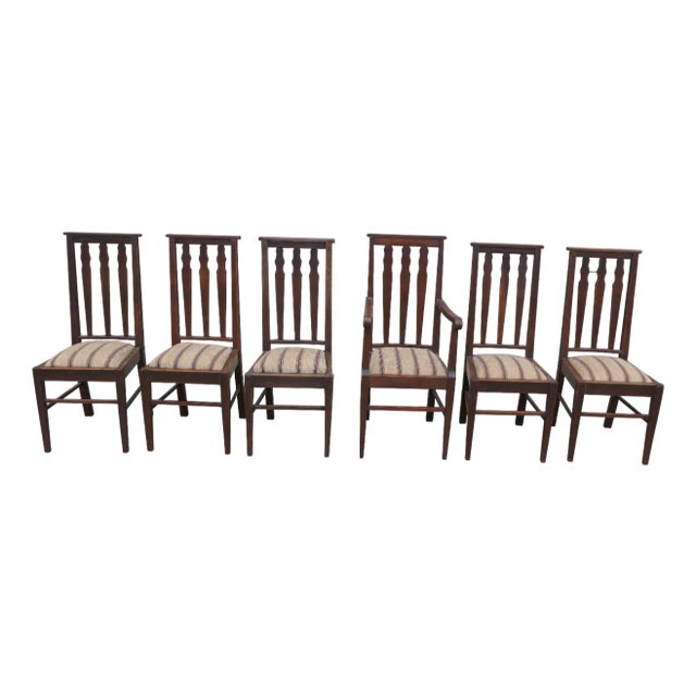 Arts and Crafts Oak Dining Chairs, 1890s, Set of 6 For Sale