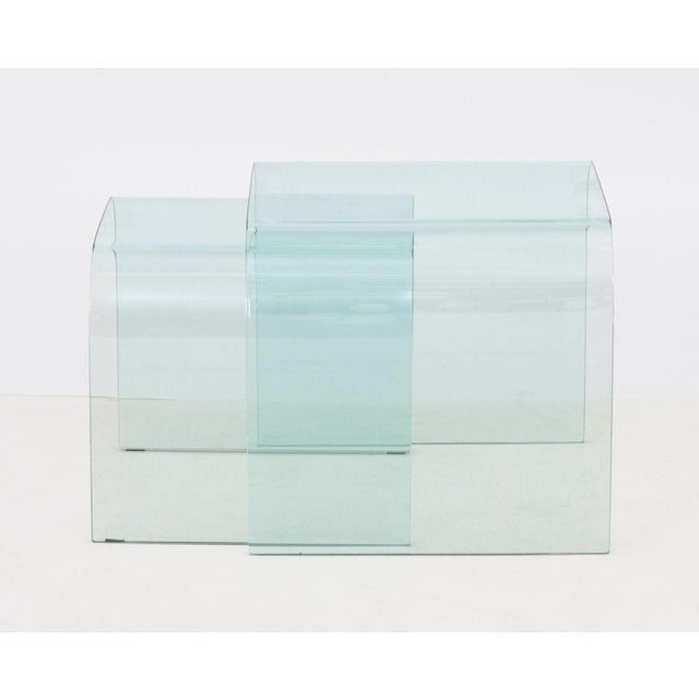 Modern Waterfall Glass Nesting Side Tables, 2 For Sale In New York - Image 6 of 9
