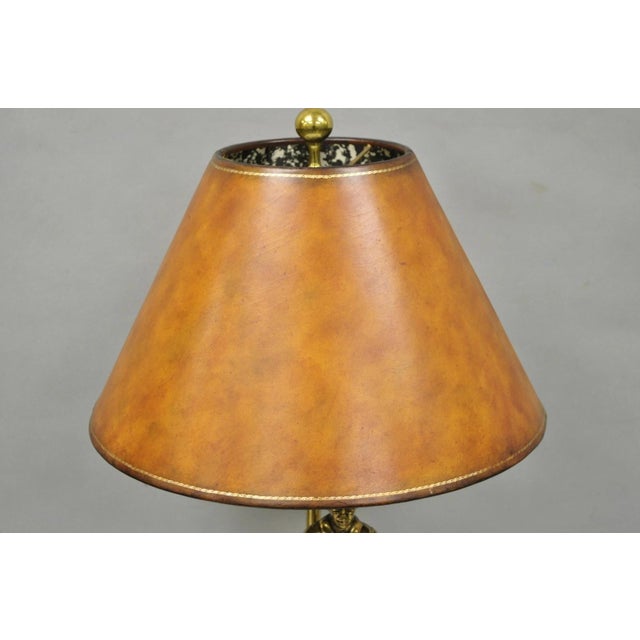 Gold Vintage Maitland Smith Bronze Figure Golfer Sculpture Table Lamp W Leather Shade For Sale - Image 8 of 18