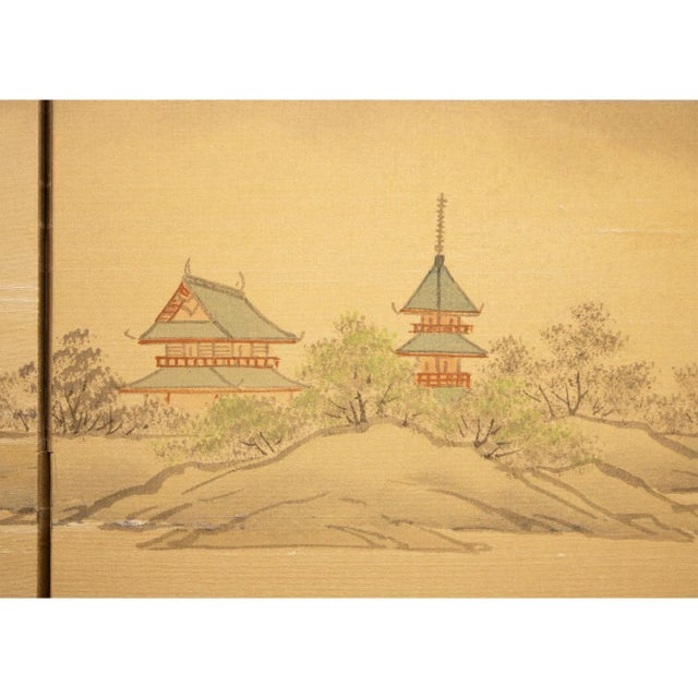 1960s Shōwa Era Japanese Screen, Landscape With Buddhist Monk For Sale - Image 9 of 12