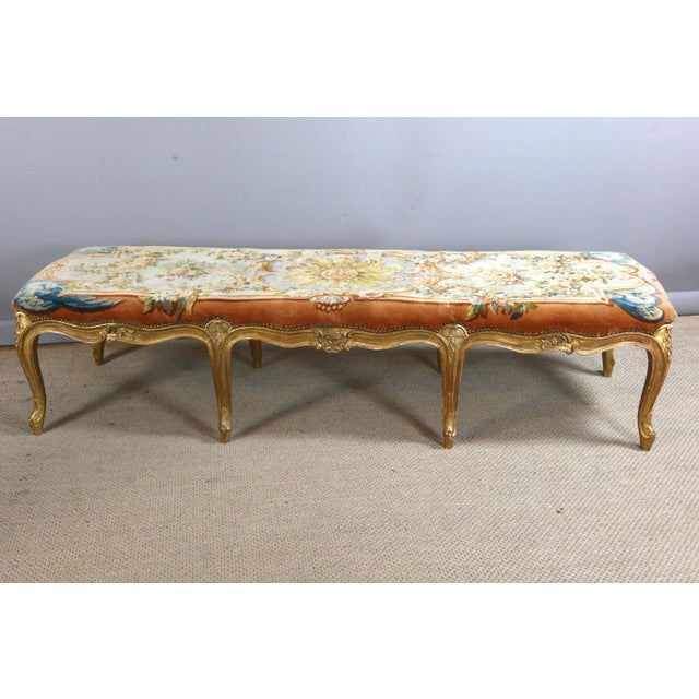 Large Louis XV Style Gilded Wooden Bench, 1980s For Sale - Image 12 of 12