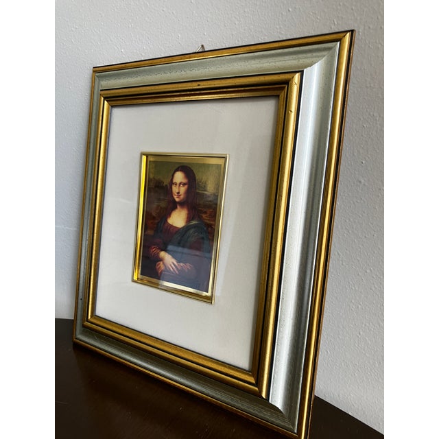 1990s French Chromolithograph Mona Lisa Print in Ornate Gilt and Silver Frame For Sale - Image 4 of 12