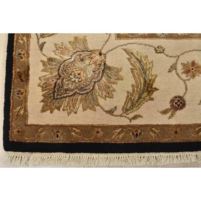 Agra Rug 9’1” X 12’2” Black Woo/Silk Traditional Hand-Knotted Oriental Carpet For Sale - Image 10 of 12