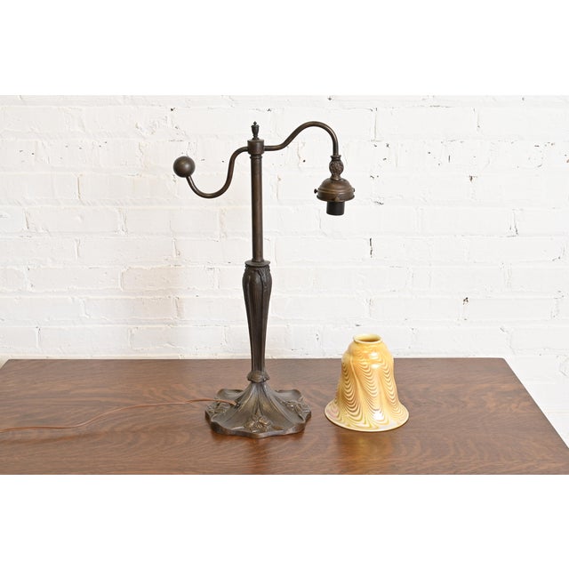 Bronze Tiffany Studios Style Art Nouveau Bronze Counterbalance Desk Lamp For Sale - Image 8 of 12