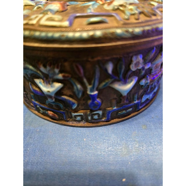 Black Chinese Enameled Box With Lid For Sale - Image 8 of 8