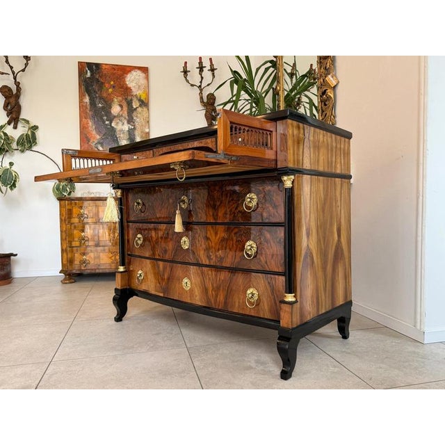 Antique Empire Writing Desk in Walnut For Sale - Image 4 of 18