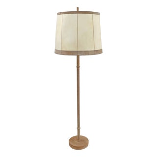 Floor Lamp in Leather, Parchment and Brass by Charlotte Waver, 1960s-1970s For Sale