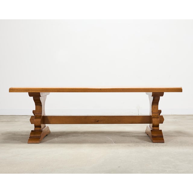 Country French Provincial Oak Farmhouse Trestle Dining Table 8 Ft For Sale - Image 17 of 18