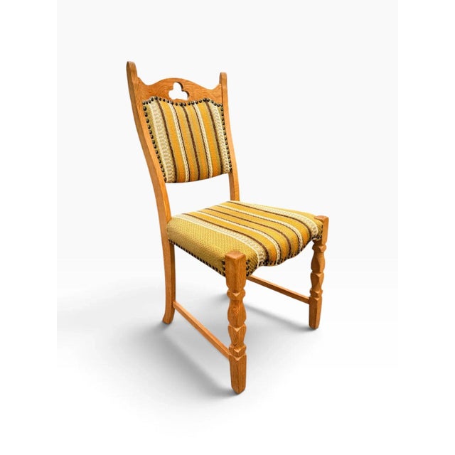 Set of Seven Danish Oak Dining Chairs by Henning Kjærnulf For Sale - Image 14 of 17