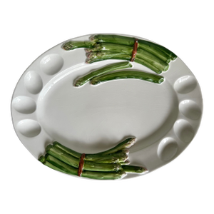 Vintage Majolica Asparagus Platter Made in Italy