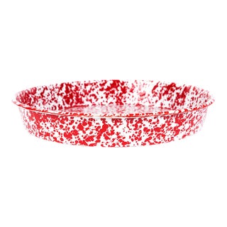 Crow Canyon Home Splatterware, Cocktail Tray/Deep Dish Pizza Pan in Red & White For Sale