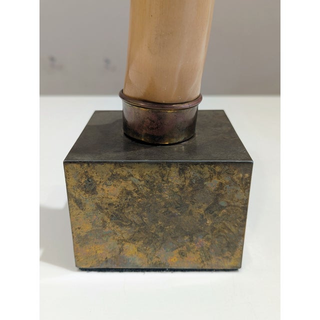 1970s Hollywood Regency Faux Tusk Sculpture on Stone Base For Sale - Image 5 of 8