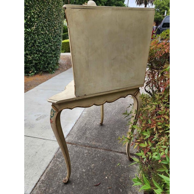 White Antique Hand Painted Italian Corner Vanity For Sale - Image 8 of 9