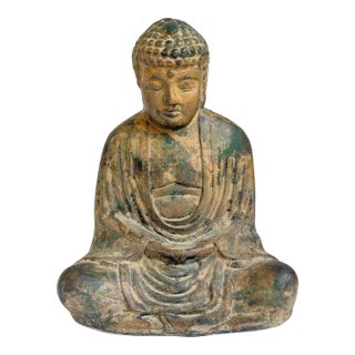 Mid 20th C. Otajiri Japan Cast Iron Seated Buddha Sculpture For Sale