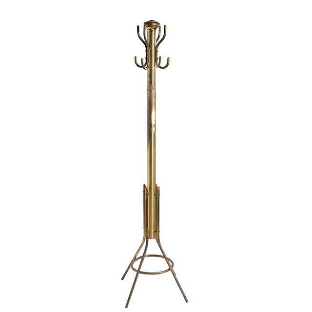 Metal Early 20th Century Freestanding Brass Coat Hat Tree Rack For Sale - Image 7 of 8