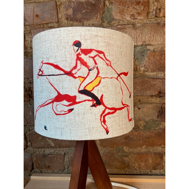 Polo Players Original Hand Painted Whimsical Lamp by Pauline De Roussy De Sales For Sale - Image 4 of 7