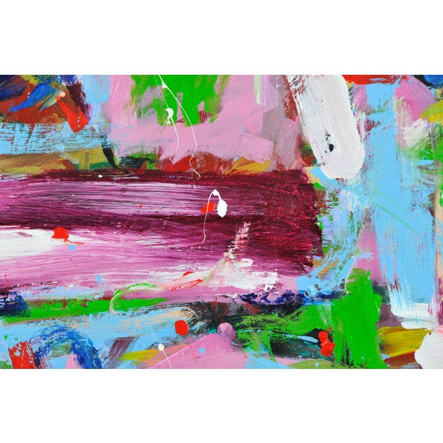 "Magenta Spackle Swath" Contemporary Abstract Expressionist Acrylic Painting by Robbie Kemper For Sale - Image 4 of 6