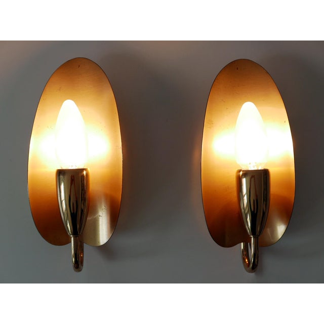 Gold Mid-Century Modern Brass Sconces, Germany, 1950s, Set of 2 For Sale - Image 8 of 18