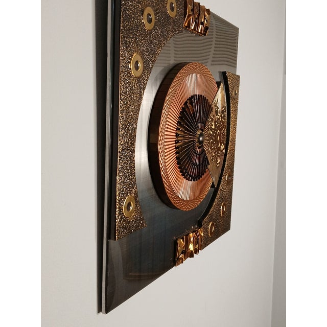 1970's Brutalist Mixed Metal High Relief Wall Decor. By Stephen Chun For Sale - Image 9 of 15
