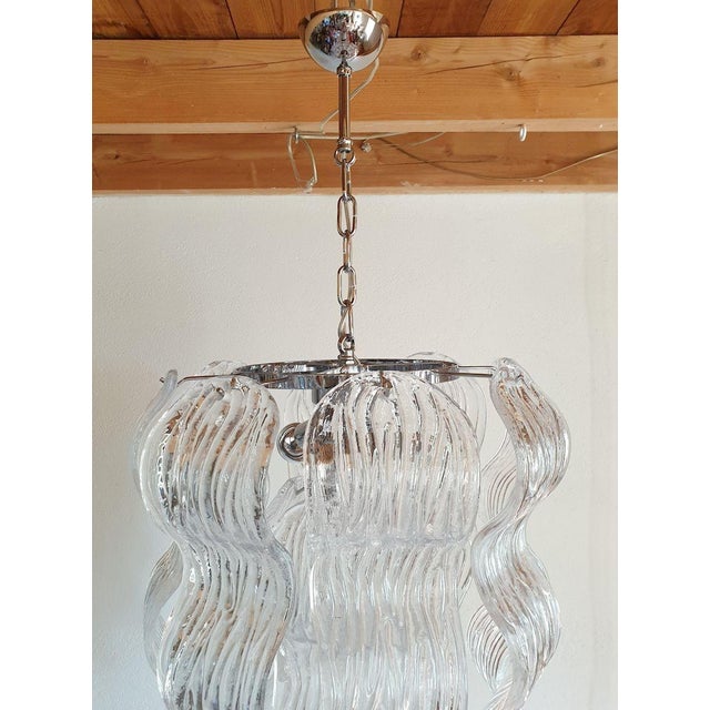 1970s Murano Glass and Chrome Chandelier, Mid Century Modern For Sale - Image 14 of 15