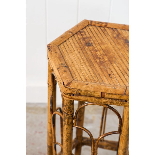 Brown Antique Tortoise Octagon Bamboo Stand For Sale - Image 8 of 12