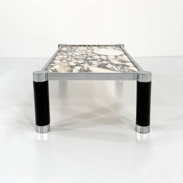 Metal Postmodern Coffee Table with Calacatta Violetta Marble, 1980s For Sale - Image 7 of 10