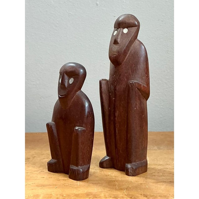 Vintage Abstract Carved Wood Figures - Set of Two For Sale - Image 9 of 12