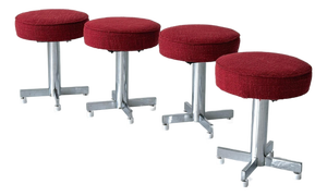 Vintage Upholstered Swivel Stools by Thonet