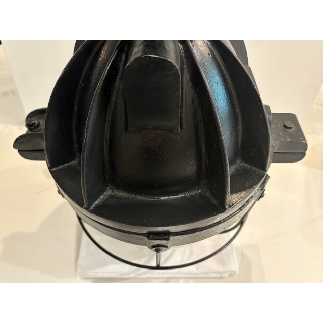 Industrial 1950s Large, Heavy Black Mapelec Industrial Ceiling Light For Sale - Image 3 of 7