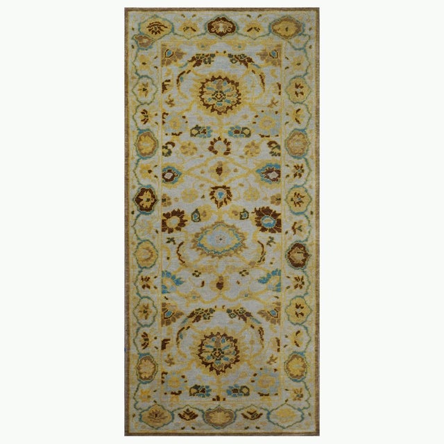 Afghan Sultanabad Wool 3x6 Taupe, Brown & Light Blue Handmade Runner Rug #1143759