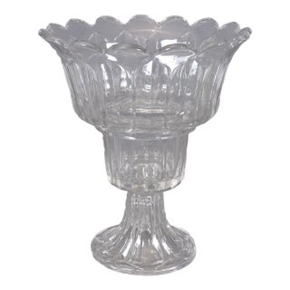 Large Antique 19th Century American Flint Glass Crystal Footed Centerpiece Fruit Bowl or Pineapple Stand For Sale