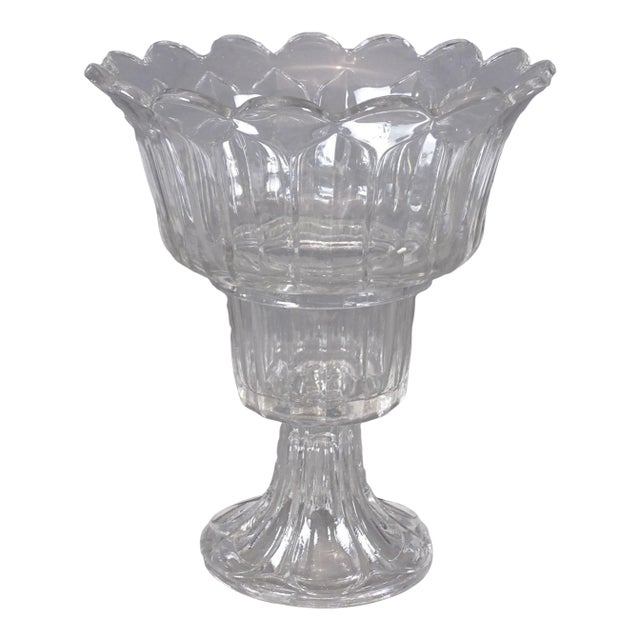 Large Antique 19th Century American Flint Glass Crystal Footed Centerpiece Fruit Bowl or Pineapple Stand For Sale