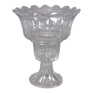 Large Antique 19th Century American Flint Glass Crystal Footed Centerpiece Fruit Bowl or Pineapple Stand