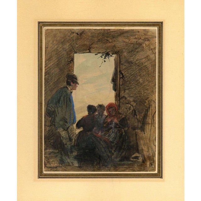 Possibly Charles Raymond Chabrillac, French Peasants, Early 19th Century, Watercolour For Sale - Image 6 of 8