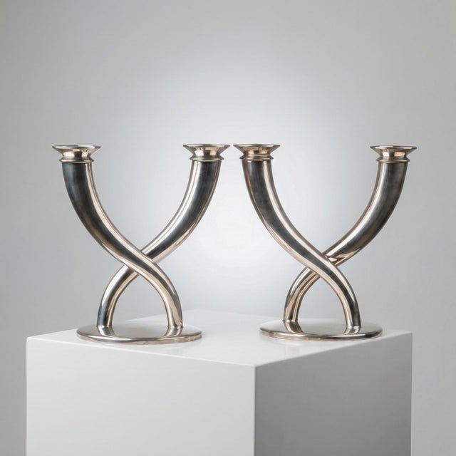Vintage Candleholders from Christofle, 1920s, Set of 2, in Very Good conditions. Designed 1920 to 1949 This piece has an...